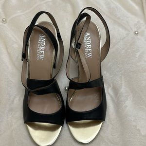 Andrew Steven’s Sandy Black Strapped Heel